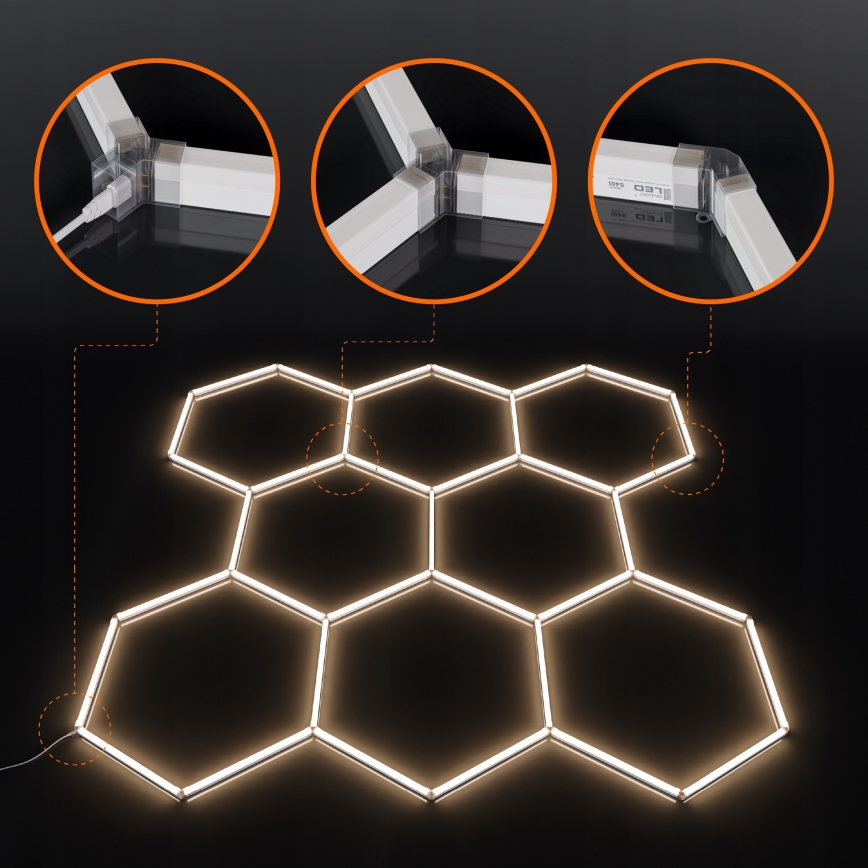 Luminaria de techo LED HEXAGON LED/280W/85-265V 4000K 313x298 cm CRI 90 IP54 blanca