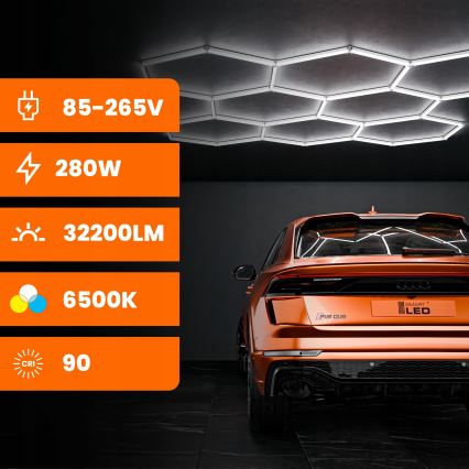 Luminaria de techo LED HEXAGON LED/280W/85-265V 6500K 313x298 cm CRI 90 IP54 blanca