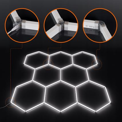 Luminaria de techo LED HEXAGON LED/280W/85-265V 6500K 313x298 cm CRI 90 IP54 blanca