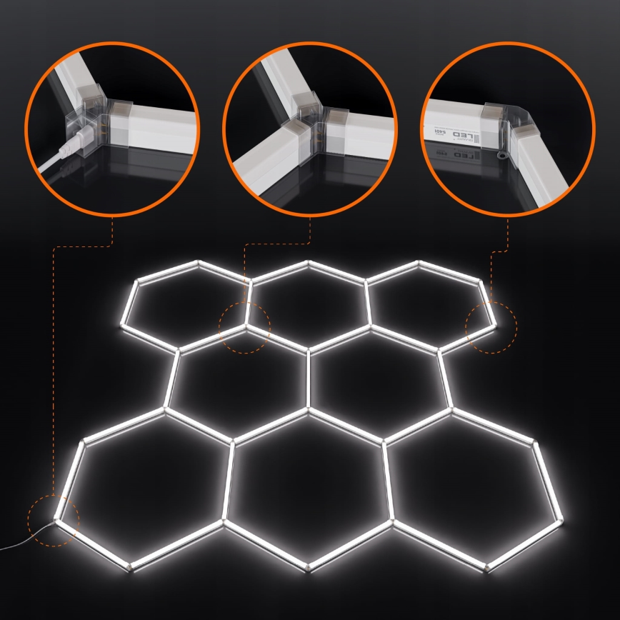 Luminaria de techo LED HEXAGON LED/280W/85-265V 6500K 313x298 cm CRI 90 IP54 blanca