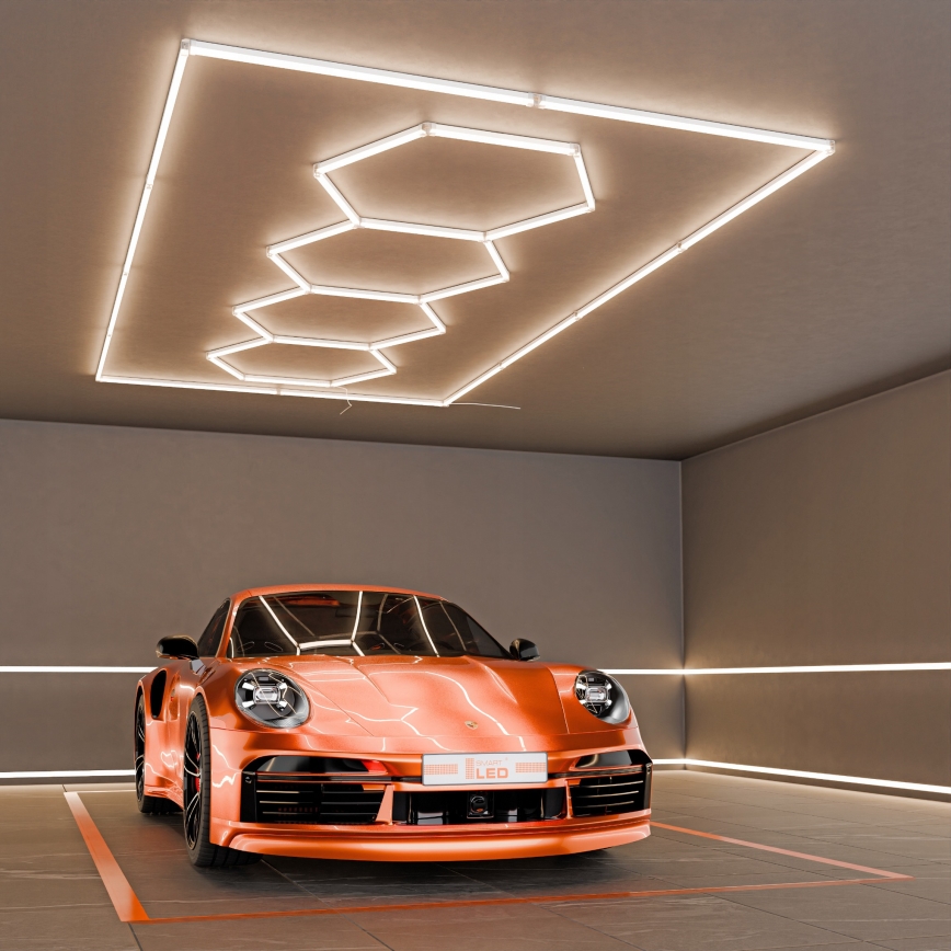 Luminaria de techo LED HEXAGON LED/384W/85-265V 4000K 484x243 cm IRC 90 IP54 blanco