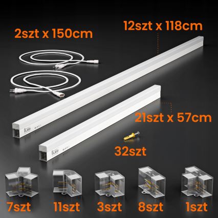 Luminaria de techo LED HEXAGON LED/426W/85-265V 6500K 484x243 cm CRI 90 IP44 blanca