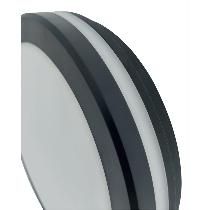 Plafón LED de baño con sensor de movimiento / 20 W / 230 V / 3000/4000/6500 K / diámetro 23 cm / IP54 / antracita