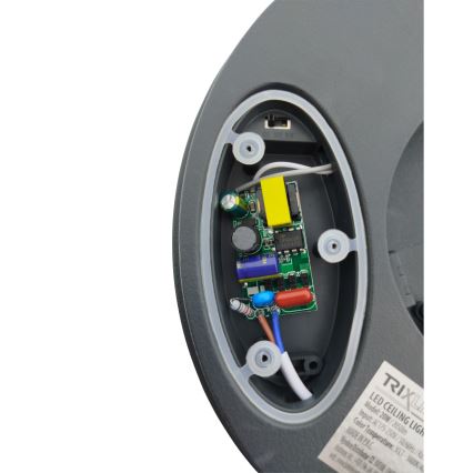 Plafón LED de baño con sensor de movimiento / 20 W / 230 V / 3000/4000/6500 K / diámetro 23 cm / IP54 / antracita