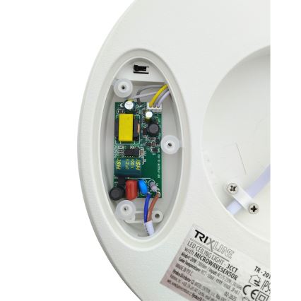 Lámpara LED de techo para baño con sensor de movimiento LED/20W/230V 3000/4000/6500K Ø 23 cm IP54 blanca