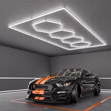 Luminaria de techo LED HEXAGON/384W/85-265V 6500K 484x243 cm CRI 90 IP54 blanca