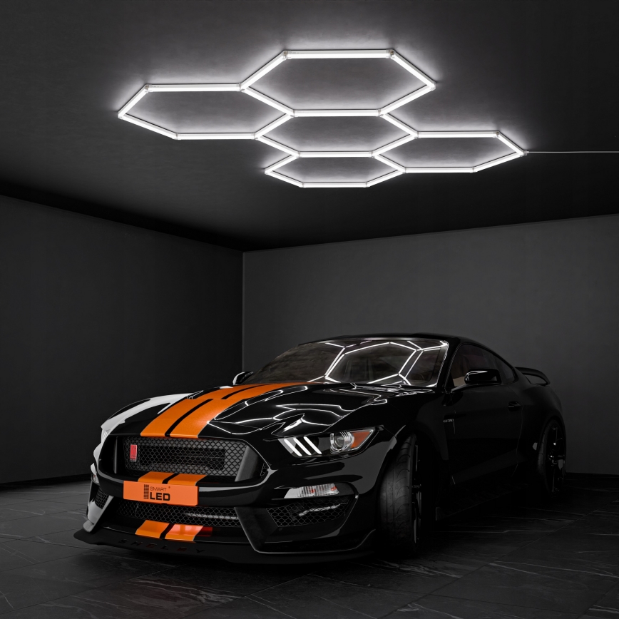 Luminaria de techo LED HEXAGON LED/192W/85-265V 6500K 298x209 cm CRI 90 IP54 blanco