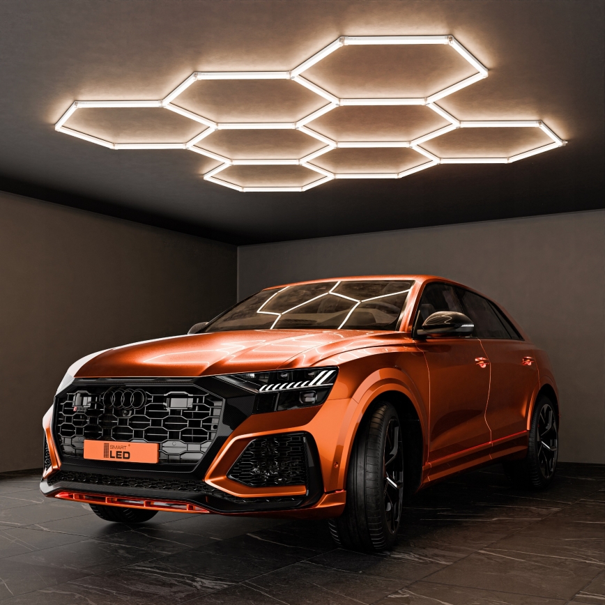 Luminaria de techo LED HEXAGON LED/280W/85-265V 4000K 313x298 cm CRI 90 IP54 blanca