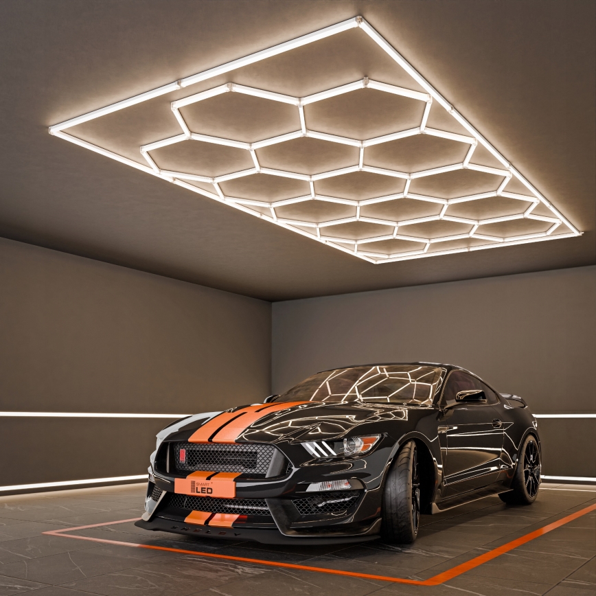 Luminaria de techo LED HEXAGON LED/696W/85-265V 4000K 484x243 cm IRC 90 IP54 blanco