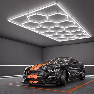 Luminaria de techo LED HEXAGON LED/696W/85-265V 6500K 484x243 cm CRI 90 IP54 blanca