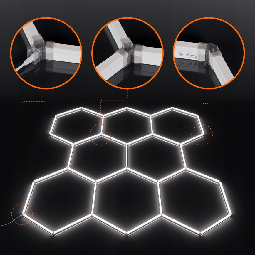 Luminaria de techo LED HEXAGON 350W/85-265V 6500K 313x298 cm CRI 90 IP44 blanco