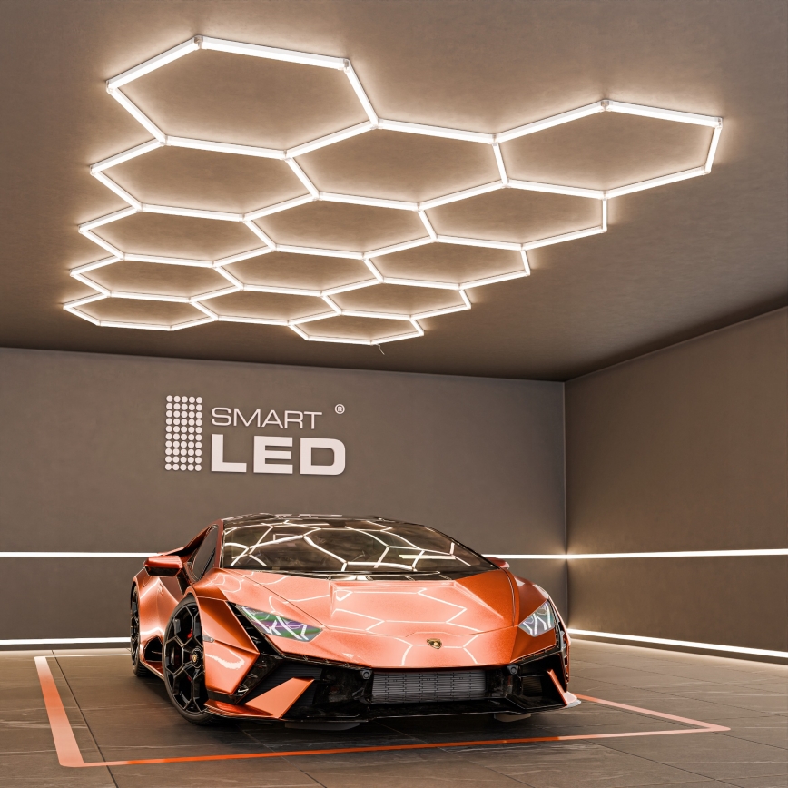 Lámpara de techo LED HEXAGON LED/456W/85-265V 4000K 522x298 cm CRI 90 IP54 blanco