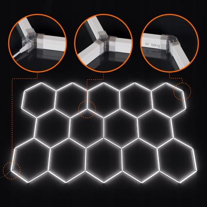 Lámpara de techo LED HEXAGON LED/456W/85-265V 4000K 522x298 cm CRI 90 IP54 blanco