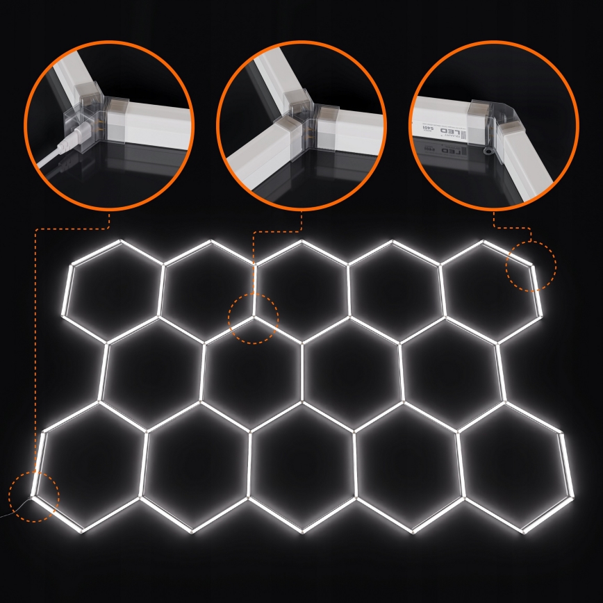 Lámpara de techo LED HEXAGON LED/456W/85-265V 4000K 522x298 cm CRI 90 IP54 blanco