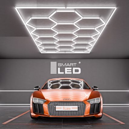 Luminaria de techo HEXAGON LED/696W/85-265V 4000K 484x243 cm CRI 90 IP54 blanca