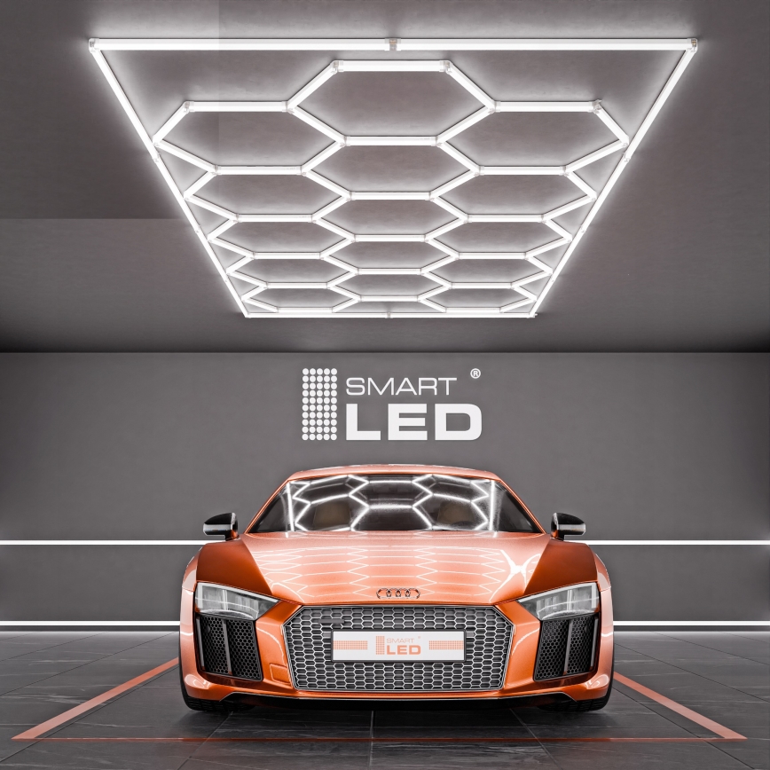 Luminaria de techo HEXAGON LED/696W/85-265V 4000K 484x243 cm CRI 90 IP54 blanca