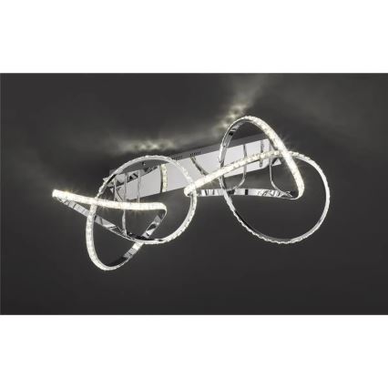 Luminaria de techo LED regulable ABRO LED/49W/230V, acabado cromado brillante