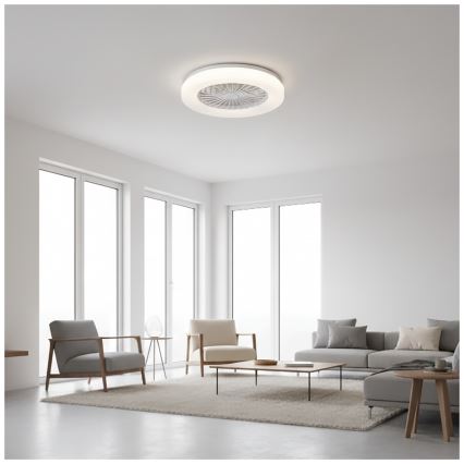 Lámpara de techo LED regulable con ventilador VENTELUX LED/24W/230V 3000/4000/6500K Ø 45 cm blanca + control remoto