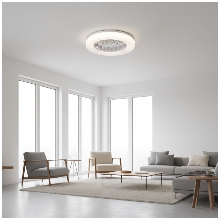 Lámpara de techo LED regulable con ventilador VENTELUX LED/24W/230V 3000/4000/6500K Ø 45 cm blanca + control remoto