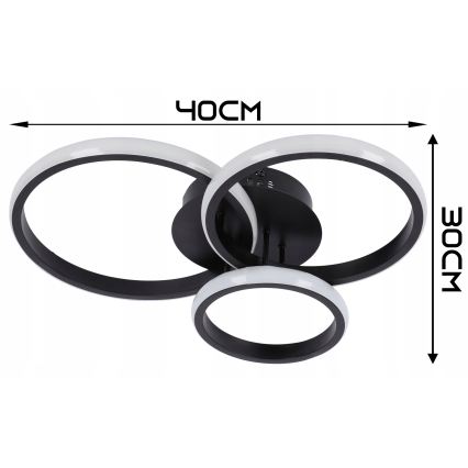 Lámpara de techo LED regulable LED/70W/230V 3000-6500K negra + mando a distancia