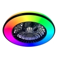 Luminaria de techo LED RGBW regulable con ventilador VENTELUX LED/48W/230V 3000/4000/6500K diámetro 48,5 cm negro + control remoto