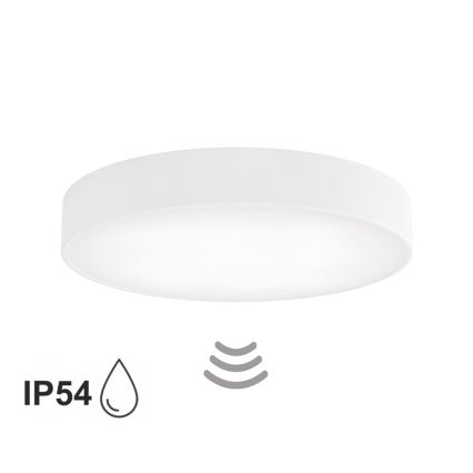 Luminaria de techo para baño con sensor CLEO 4xE27/24W/230V, diámetro 50 cm, IP54, blanca
