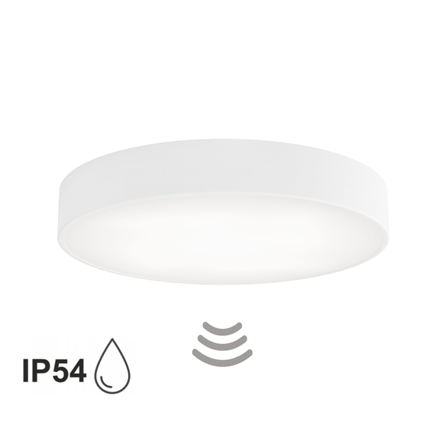 Luminaria de techo para baño con sensor CLEO 4xE27/24W/230V, diámetro 50 cm, IP54, blanca