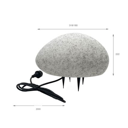 Luminaria decorativa de exterior LUMISTONE, 1xE27/15W/230V, IP65, diámetro 31,8 cm