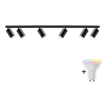 Luminaria empotrable de baño LED RGBW regulable TURYN 6xGU10/6,5W/230V 2700-6500K Wi-Fi IP44 negra