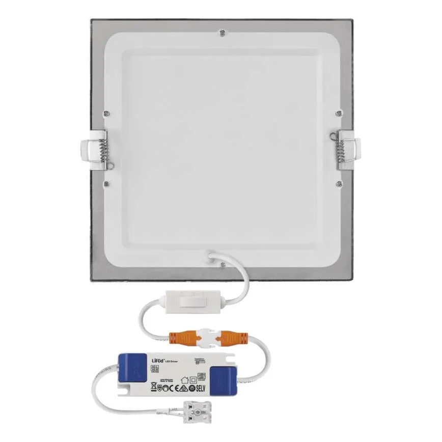 Luminaria empotrable de techo LED NEXXO LED/18W/230V 3000/3500/4000K plateada 22,5x22,5 cm