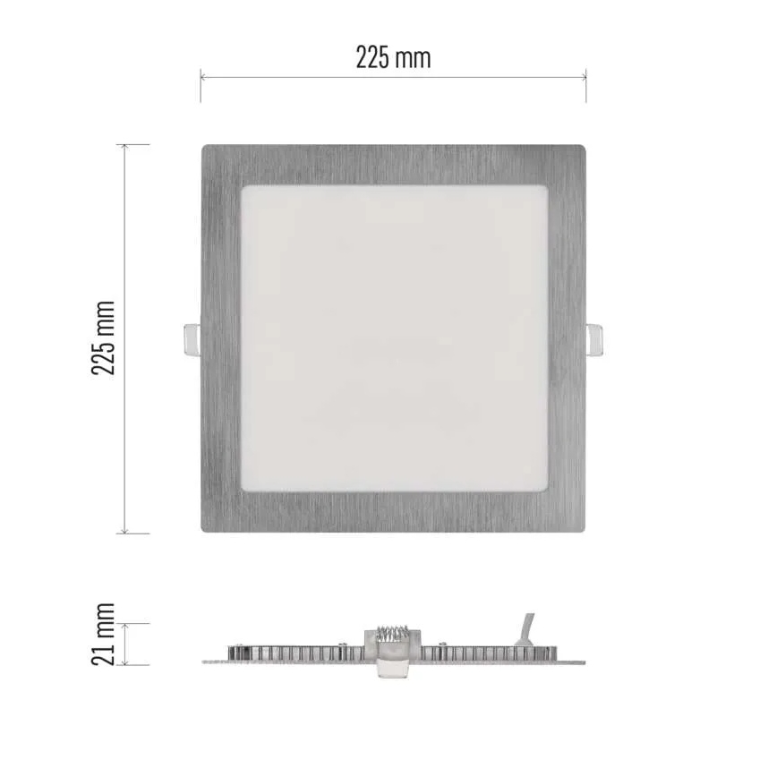 Luminaria empotrable de techo LED NEXXO LED/18W/230V 3000/3500/4000K plateada 22,5x22,5 cm