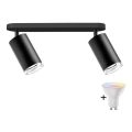 Luminaria empotrable LED RGBW regulable para baño TURYN 2xGU10/6,5W/230V 2700-6500K Wi-Fi IP44 negra