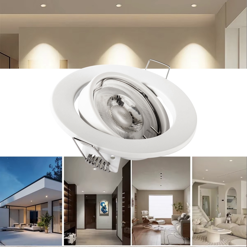 Luminaria empotrada 1xGU10/MR16/10W/230V Ø 9 cm blanca