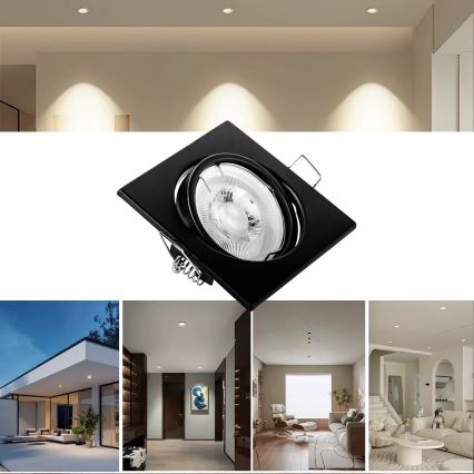Luminaria empotrada de techo 1xGU10/MR16/10W/230V 9x9 cm negro