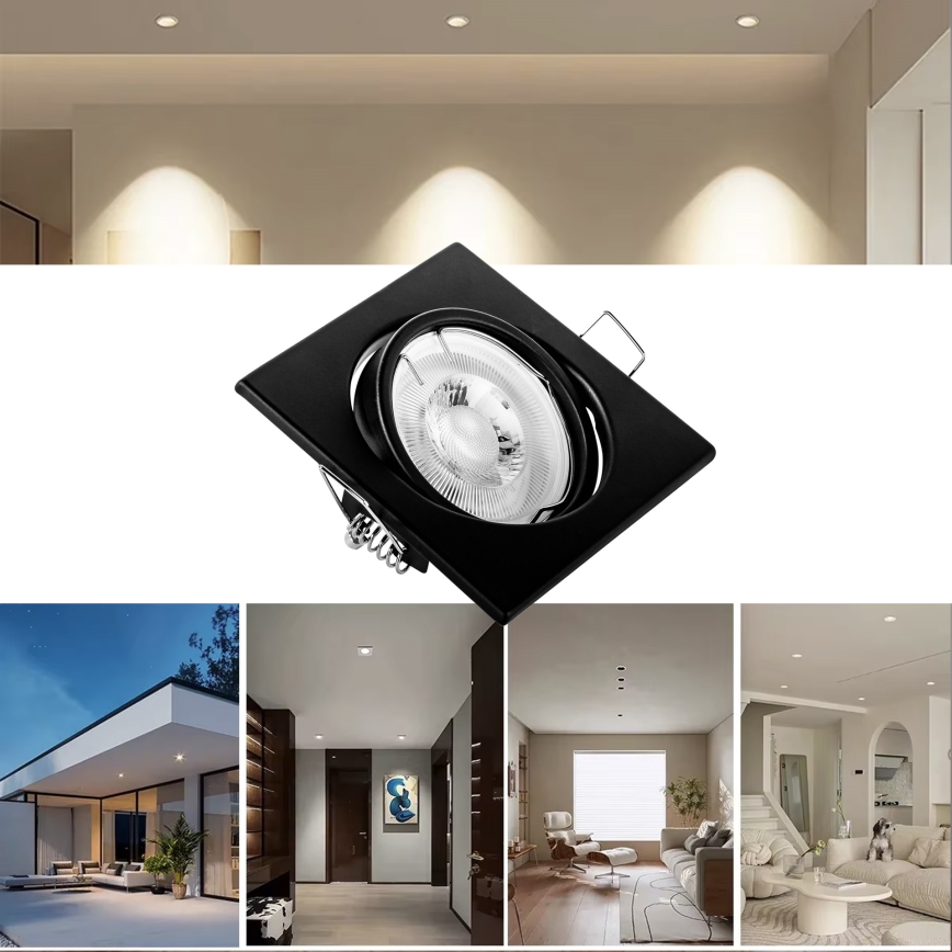 Luminaria empotrada de techo 1xGU10/MR16/10W/230V 9x9 cm negro