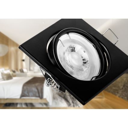 Luminaria empotrada de techo 1xGU10/MR16/10W/230V 9x9 cm negro