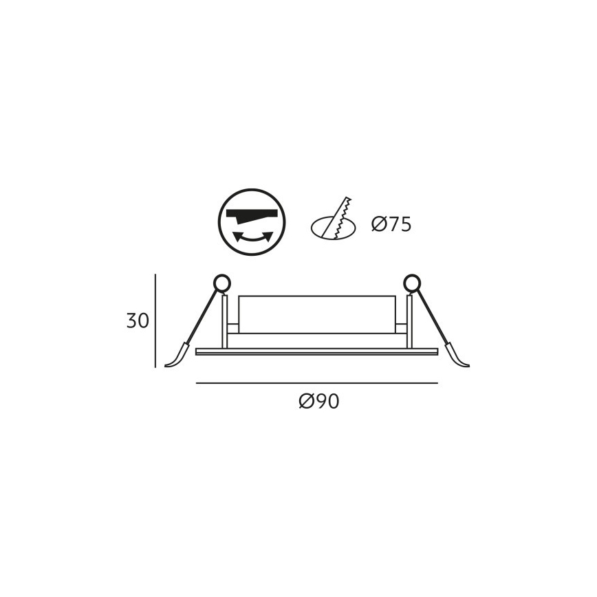 Luminaria empotrada LED BRINO LED/3/5/7W/230V 3000/4000/6500K negro