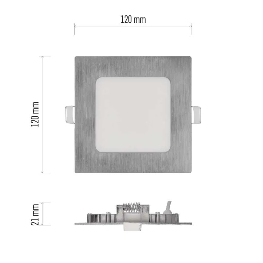Luminaria empotrada LED NEXXO/7W/230V, 3000/3500/4000K, plata, 12x12 cm