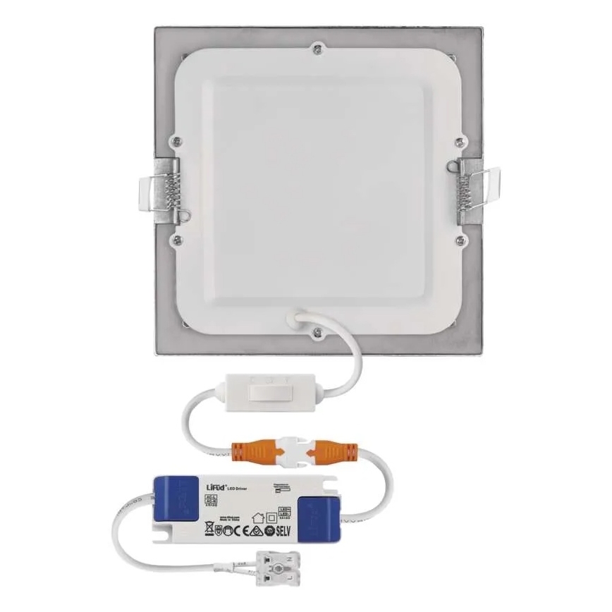 Luminaria empotrada LED NEXXO LED/12,5W/230V 3000/3500/4000K plateada 17x17 cm