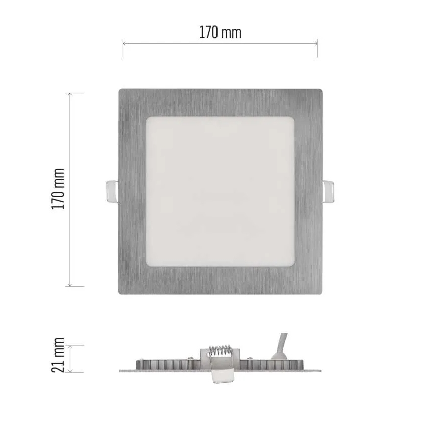 Luminaria empotrada LED NEXXO LED/12,5W/230V 3000/3500/4000K plateada 17x17 cm