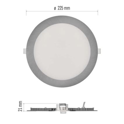 Luminaria empotrada LED NEXXO LED/18W/230V 3000/3500/4000K plateada, Ø 22,5 cm