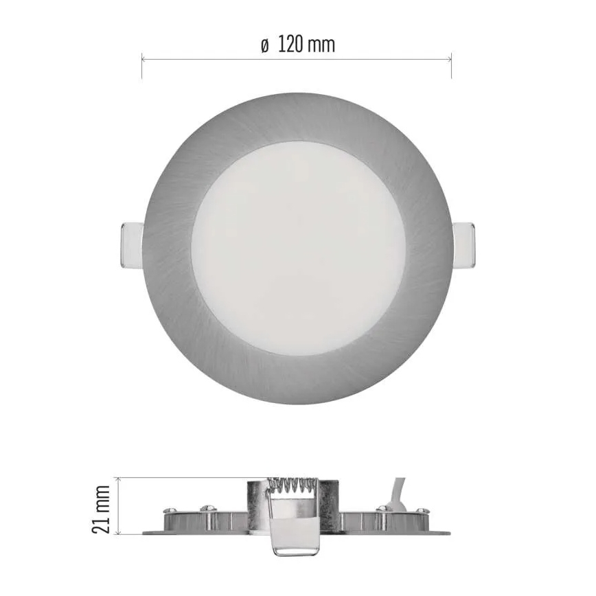 Luminaria empotrada LED NEXXO LED/7W/230V 3000/3500/4000K plateada, diámetro 12 cm