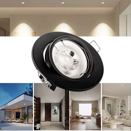 Luminaria empotrada para techo 1xGU10/MR16/10W/230V, Ø 9 cm, negra