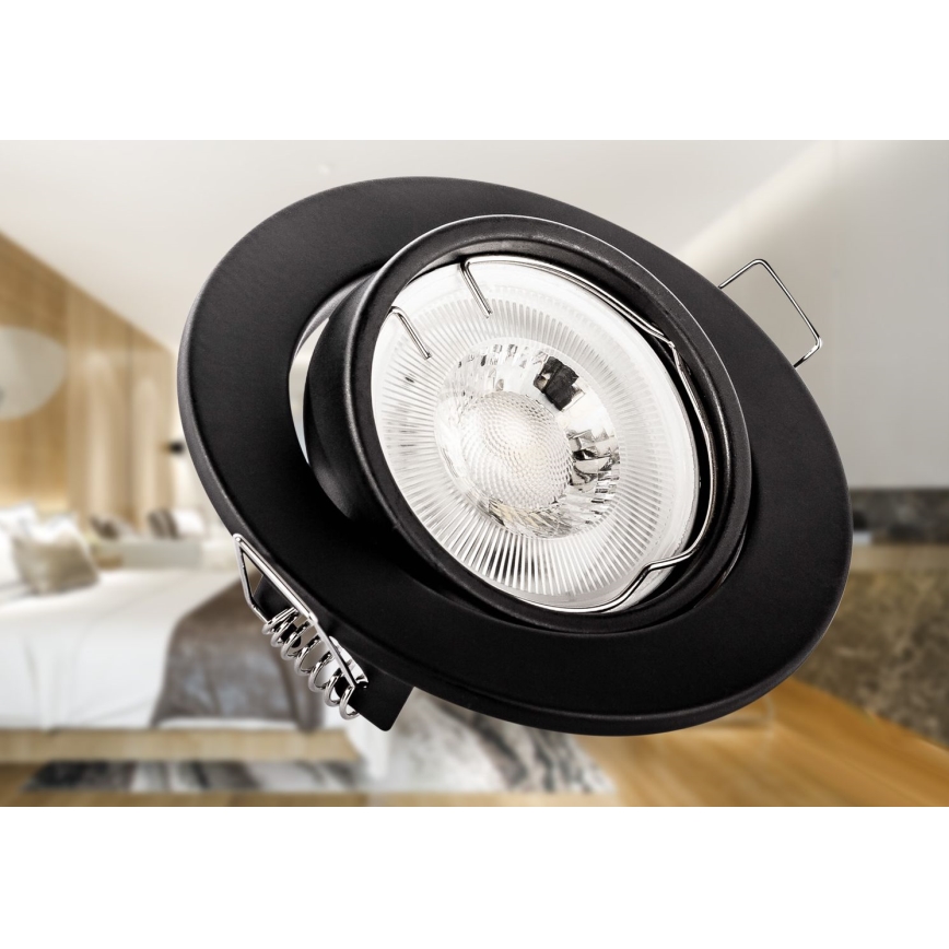 Luminaria empotrada para techo 1xGU10/MR16/10W/230V, Ø 9 cm, negra