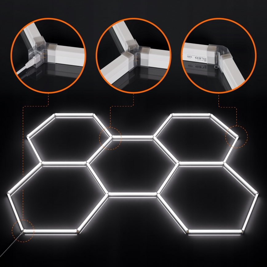 Luminaria de techo LED HEXAGON LED/192W/85-265V 6500K 298x209 cm CRI 90 IP54 blanco