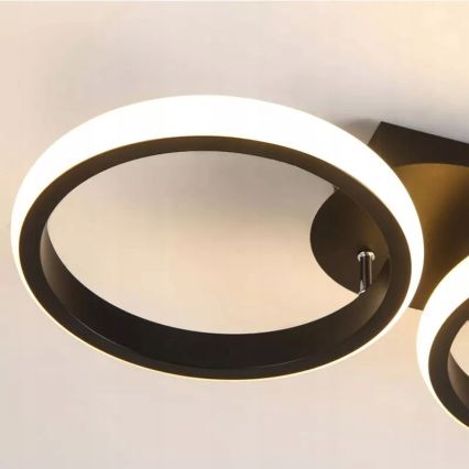 Lámpara de techo LED regulable 30W/230V 3000-6500K negra, Wi-Fi Tuya + mando a distancia