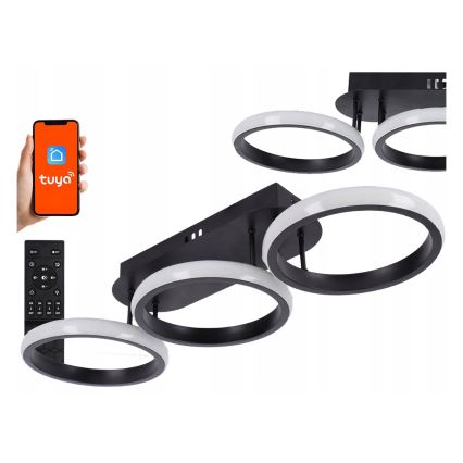 Lámpara de techo LED regulable 30W/230V 3000-6500K negra, Wi-Fi Tuya + mando a distancia
