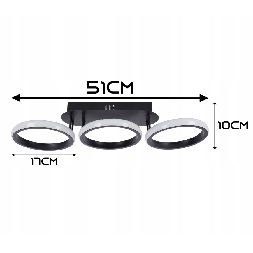 Lámpara de techo LED regulable 30W/230V 3000-6500K negra, Wi-Fi Tuya + mando a distancia