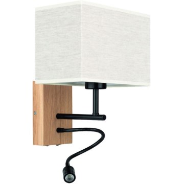 Luminaria LED flexible BOHO 1xE27/25W + LED/1W/230V roble