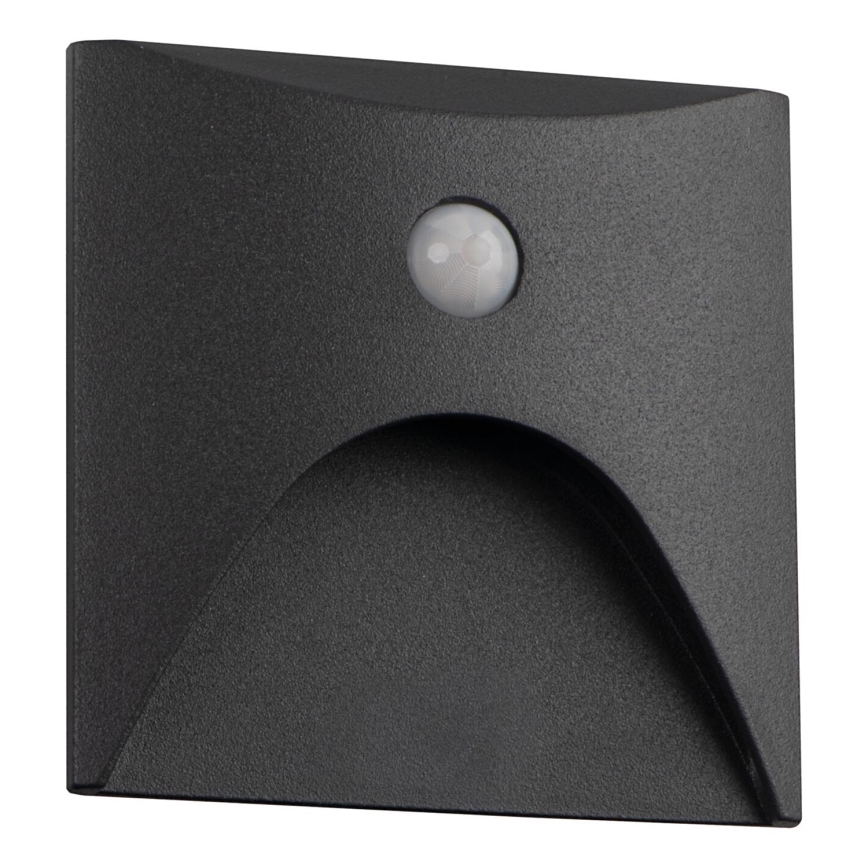 Luminaria LED para escalera con sensor de movimiento y detector de crepúsculo EXIN LED/2,5W/230V 3000K IP65 antracita cuadrada